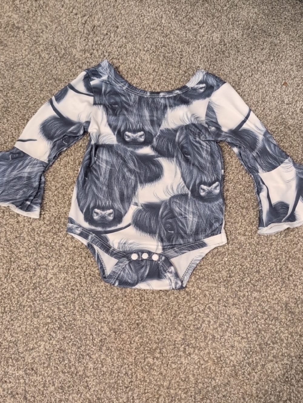Black and White Highland Cow Baby Bodysuit